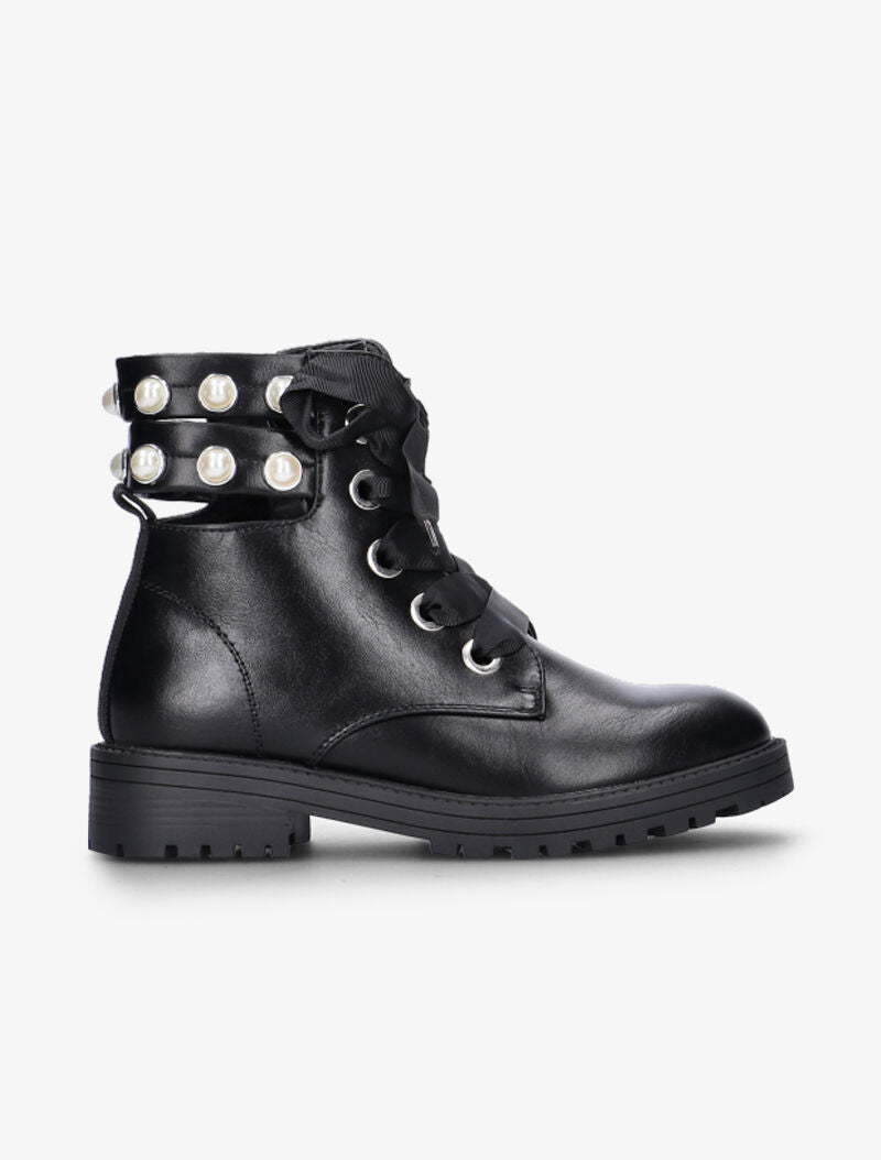 Boots à découpe et lacets ruban - noir - 2