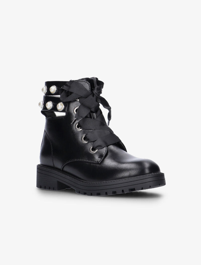 Boots à découpe et lacets ruban - noir - 3