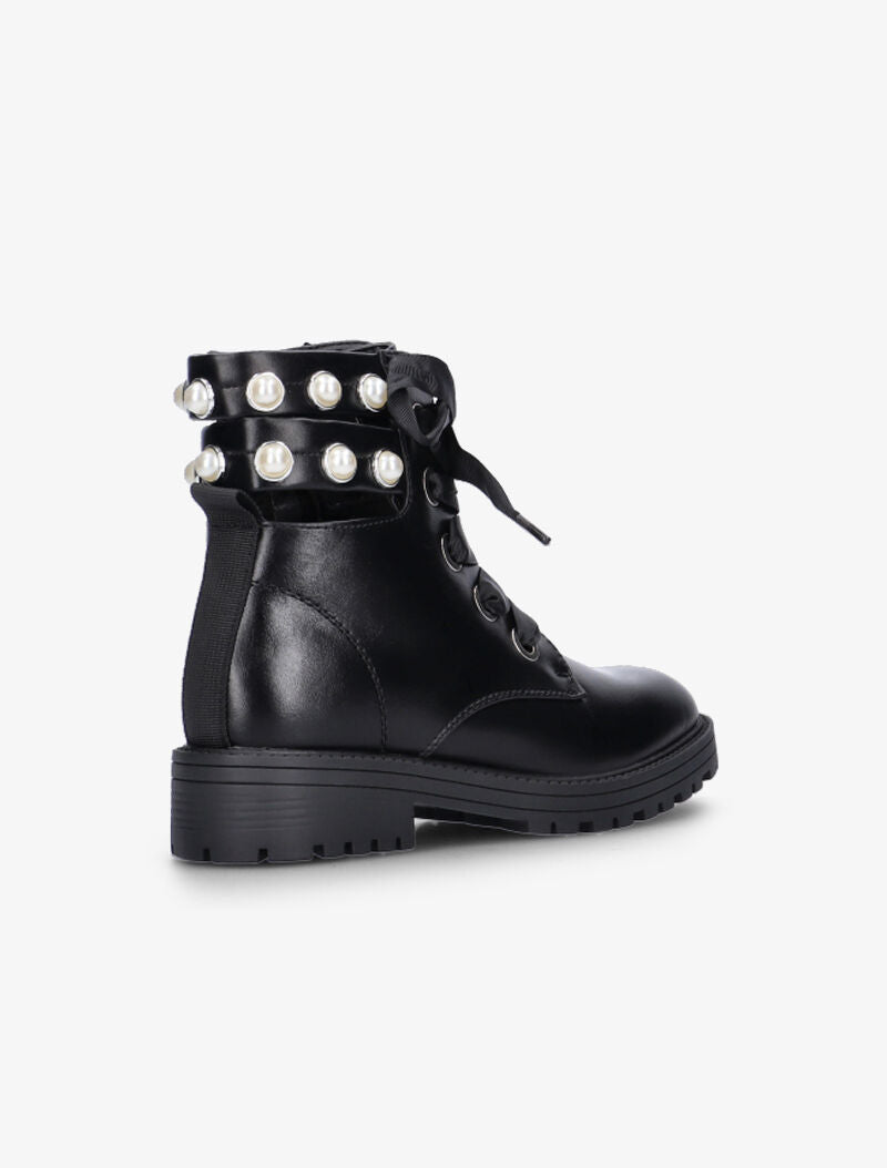 Boots à découpe et lacets ruban - noir - 5