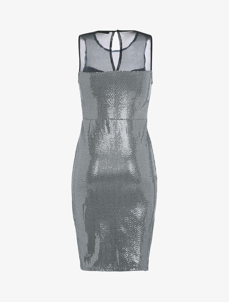 Robe irisée à détail ajouré - argent - 2