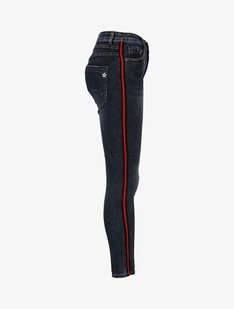 Jean à fleurs brodées - denim foncé - 5