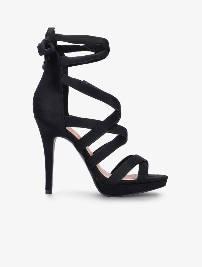 Sandales à brides croisées et lien à nouer - noir - 3