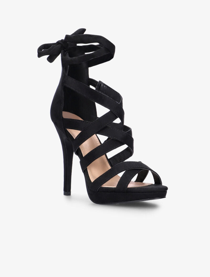 Sandales à brides croisées et lien à nouer - noir - 4