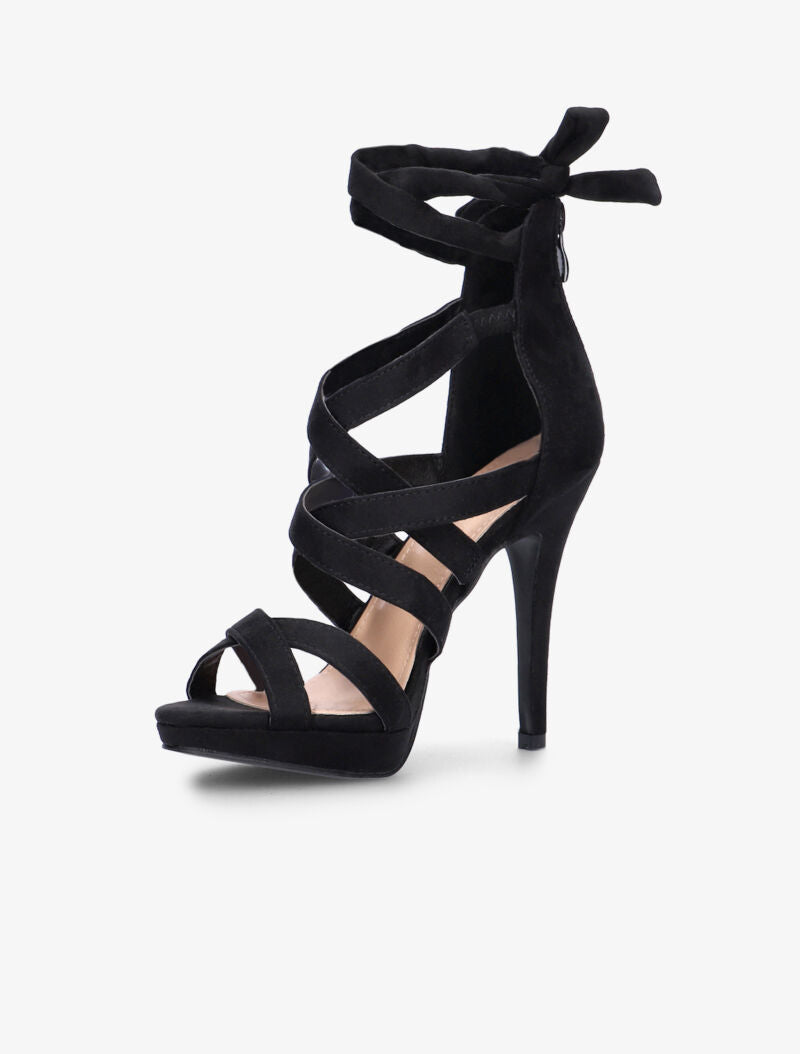Sandales à brides croisées et lien à nouer - noir - 5