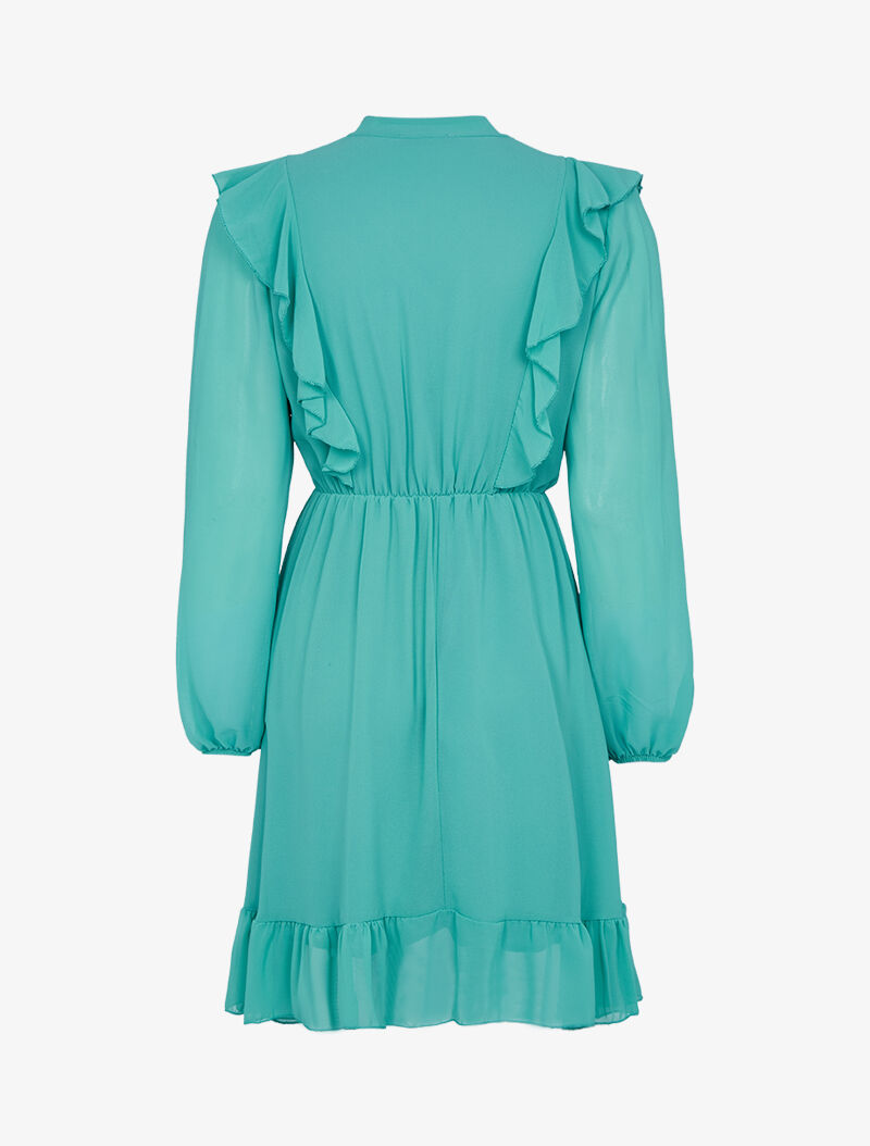 Robe volantée en voile - turquoise - 2