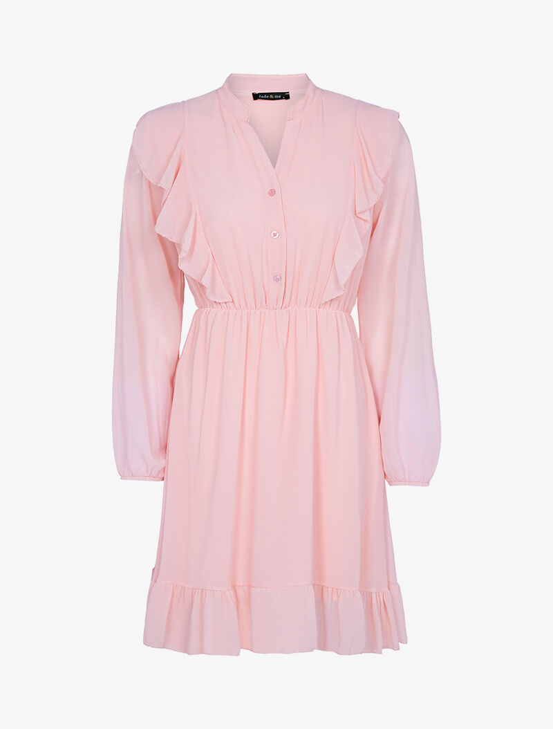 Robe volantée en voile - rose - 3