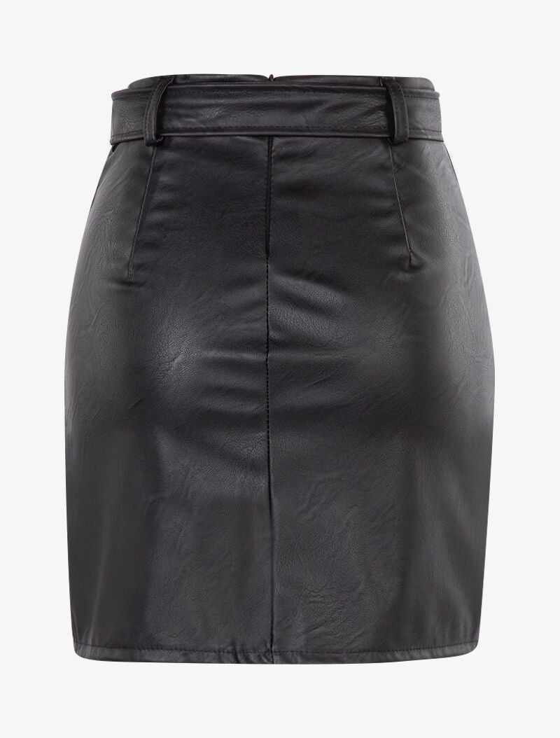 Jupe à zip et empiècement dentelle - noir - 2