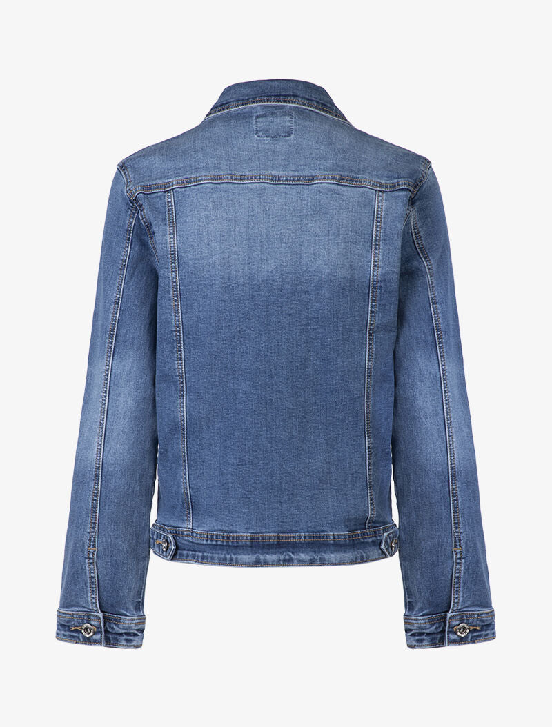 Veste droite en jean basique - bleu denim - 2