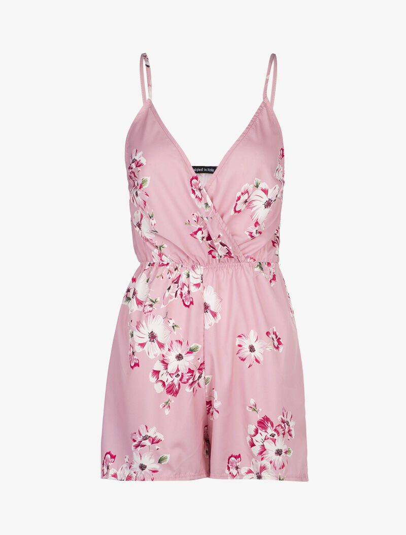 Combishort à imprimé floral - rose - 1