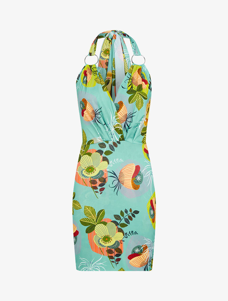 Robe imprimée à bretelles extra longues - vert d&