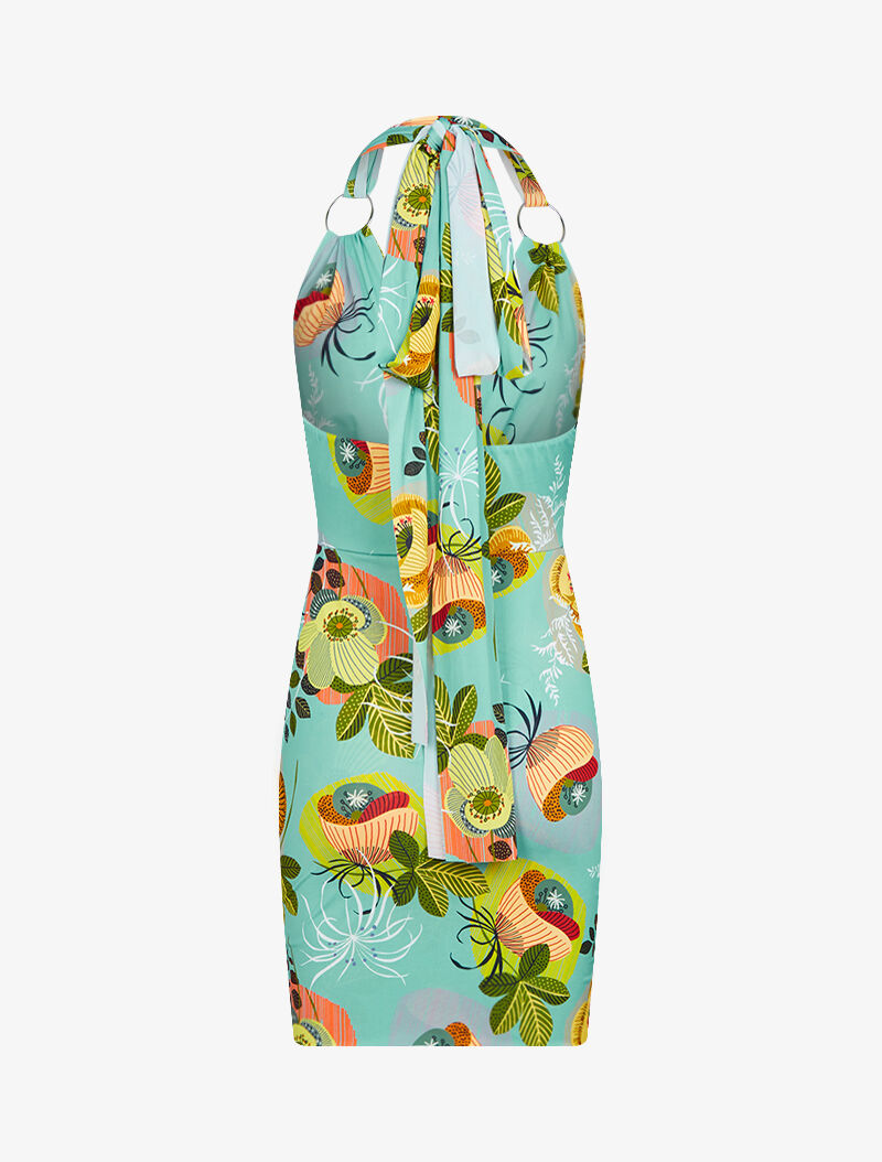 Robe imprimée à bretelles extra longues - vert d&