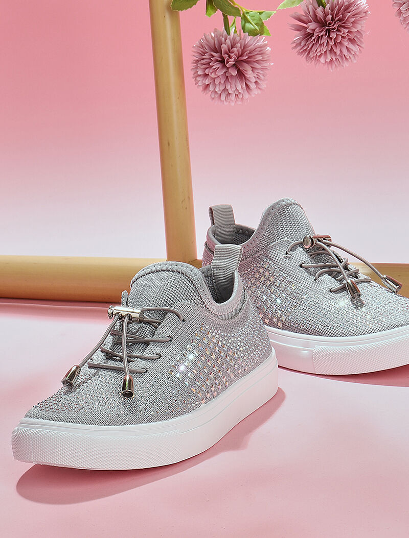 Sneakers strassées à enfiler - gris - 5