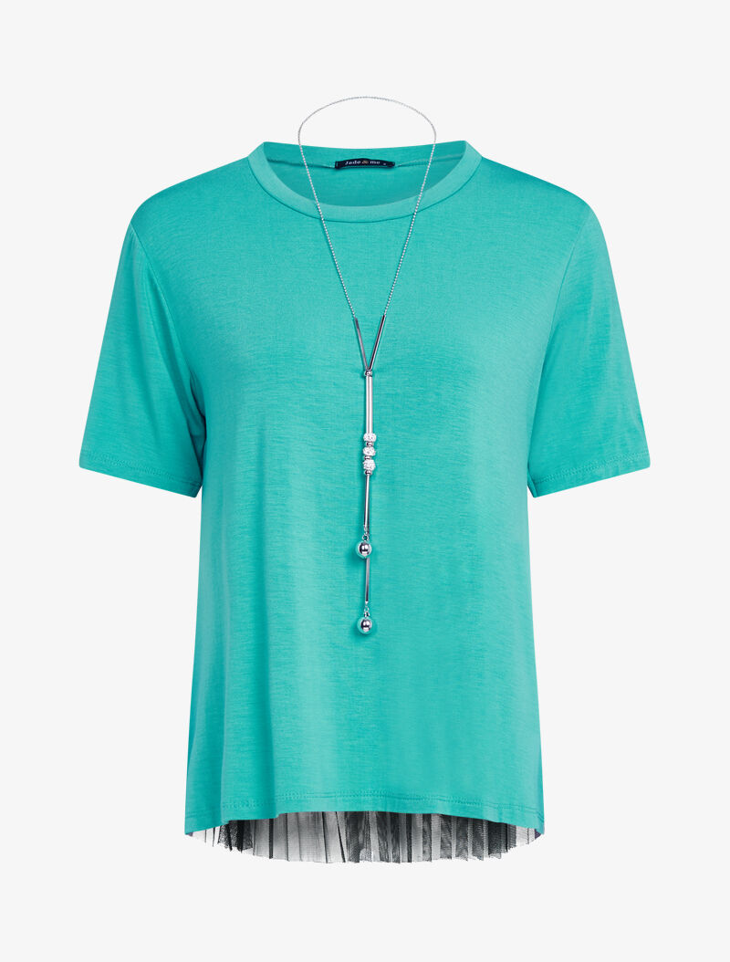 T-shirt fluide à dos en tulle - vert menthe - 3