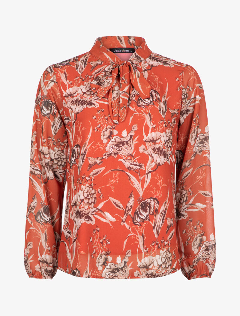 Blouse à imprimé fleurs stylisées - brique - 2