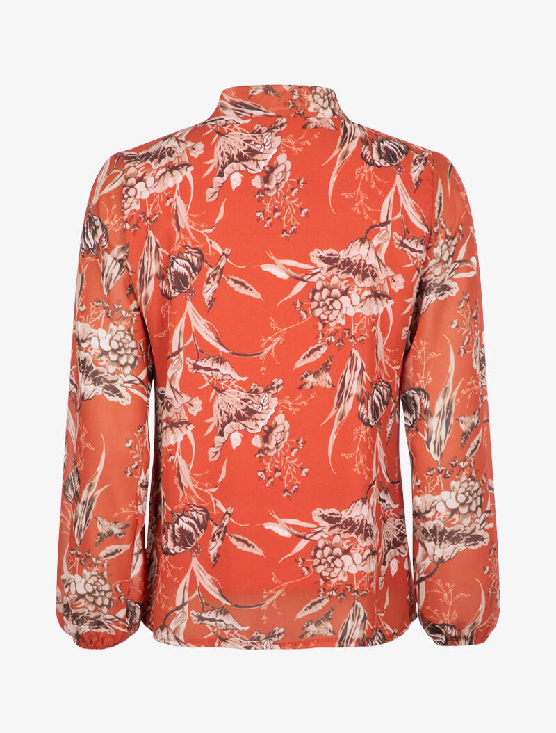 Blouse à imprimé fleurs stylisées - brique - 3