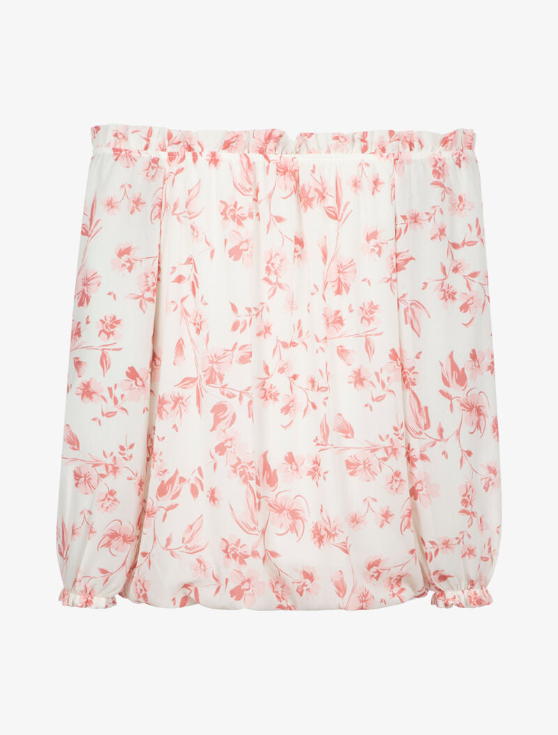 Blouse à col bardot à imprimé floral - ecru - 2