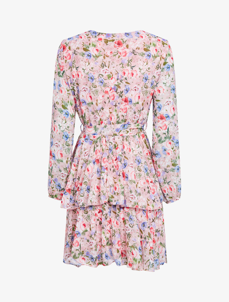 Robe à volants et imprimés - rose - 2