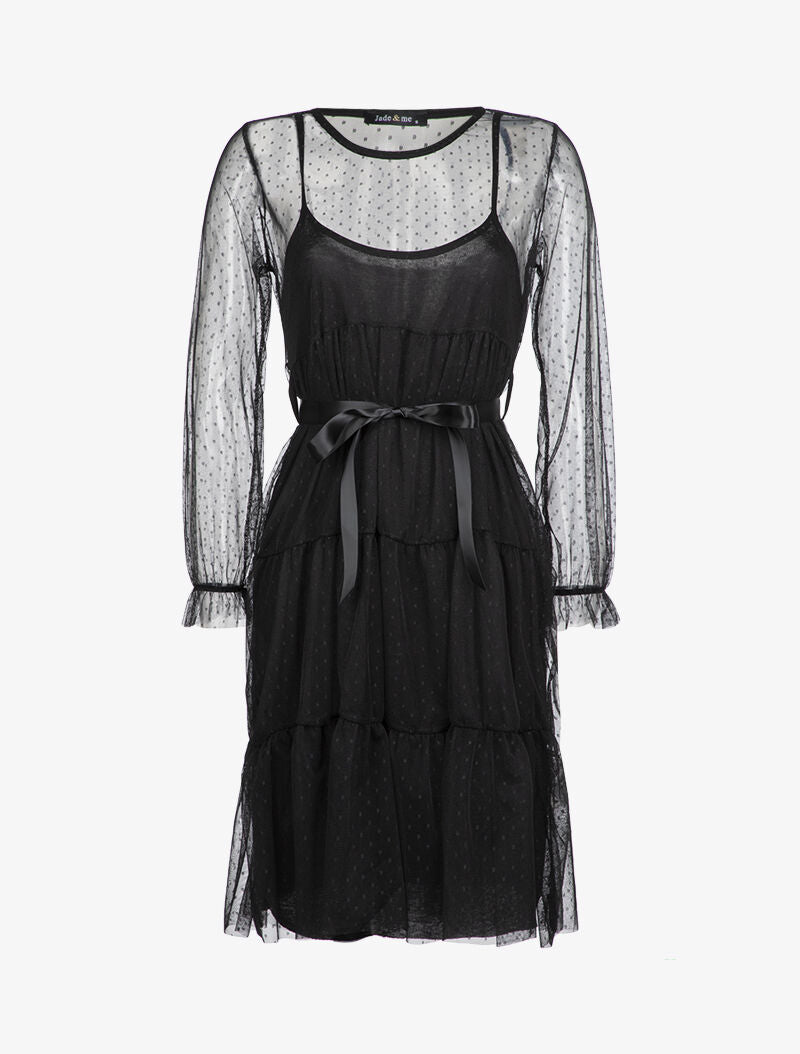 Robe en résille et pois - noir - 1
