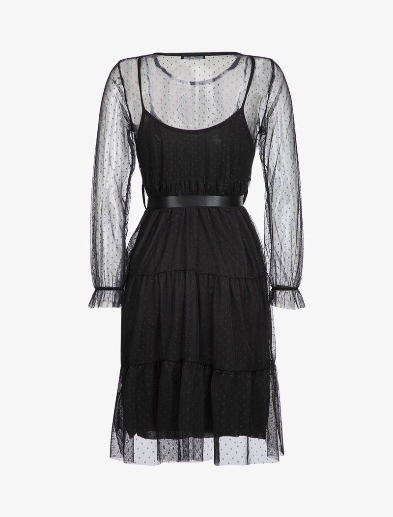 Robe en résille et pois - noir - 2