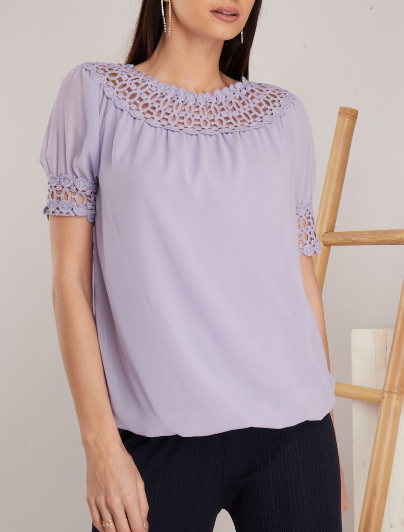 Top boule à bords crochet - lilas - 4