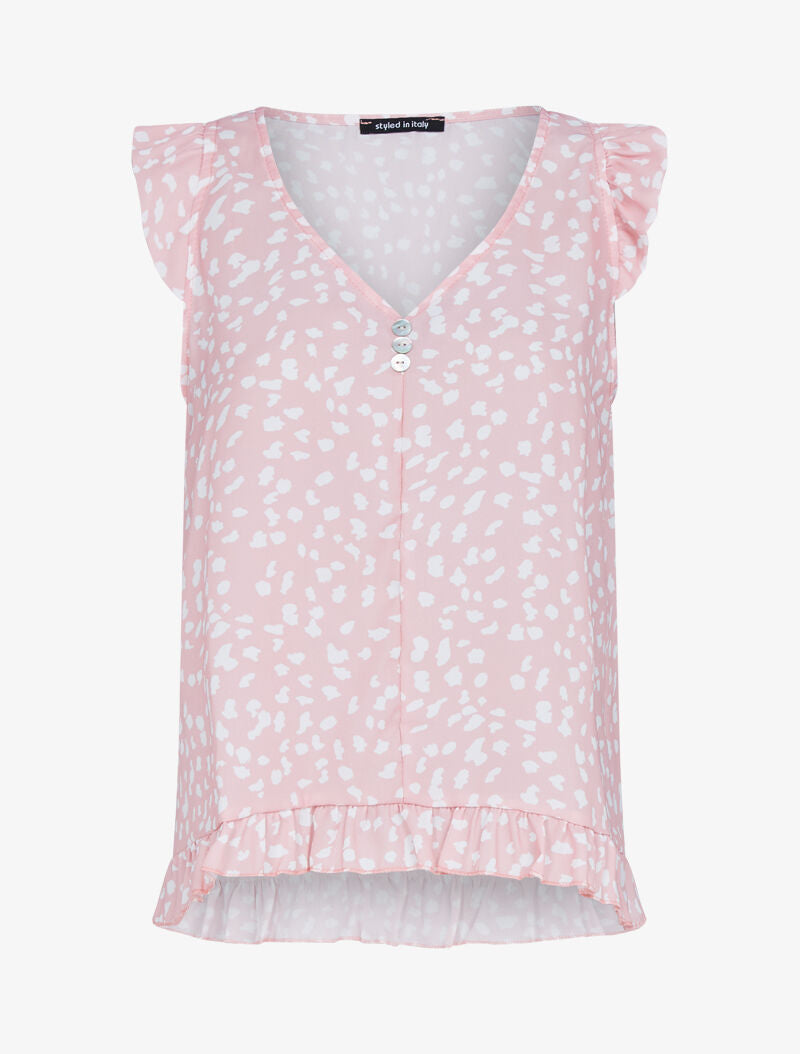 Top à imprimé moucheté - rose - 1