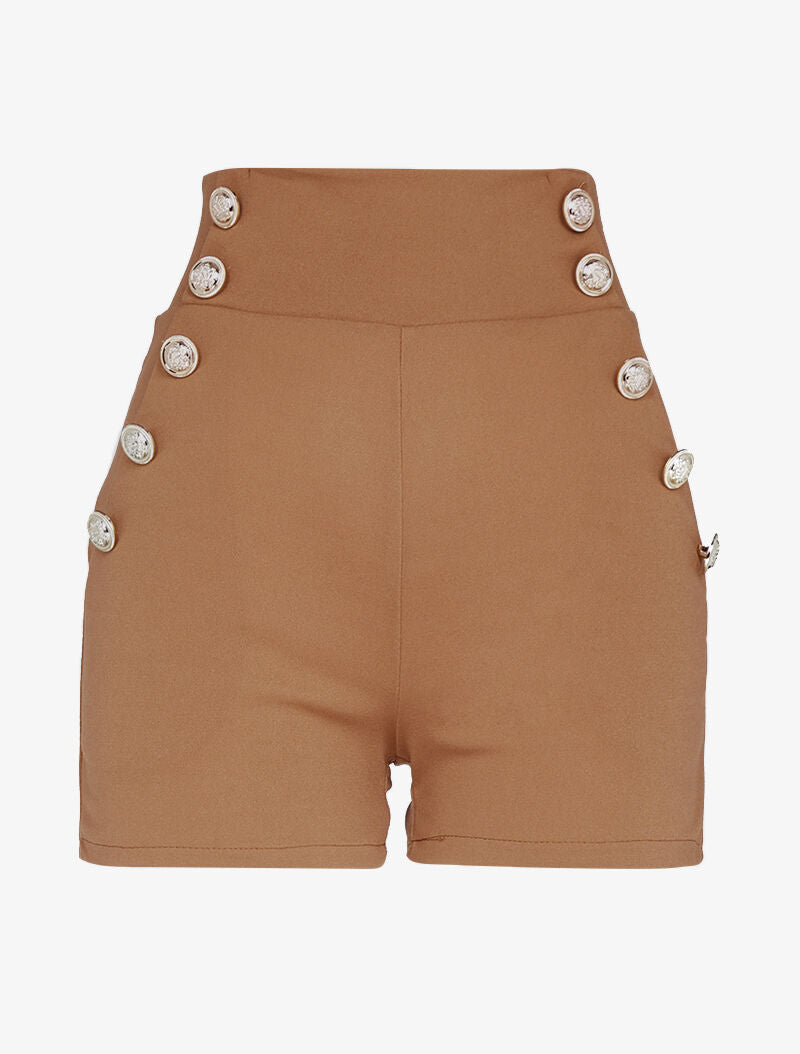 Mini short à boutons décoratifs - camel - 2