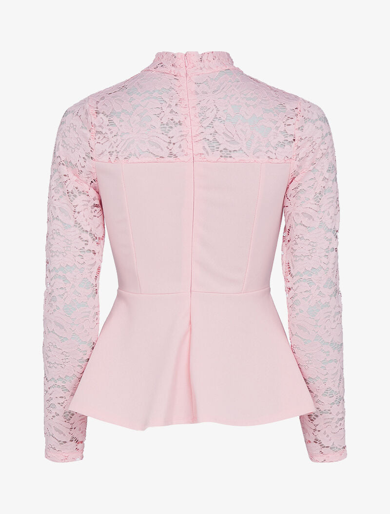 Top péplum bi matière - rose - 2