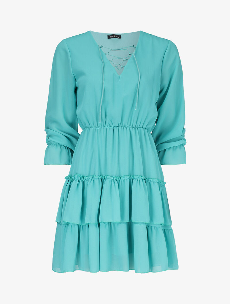 Robe patineuse volantée - turquoise - 3