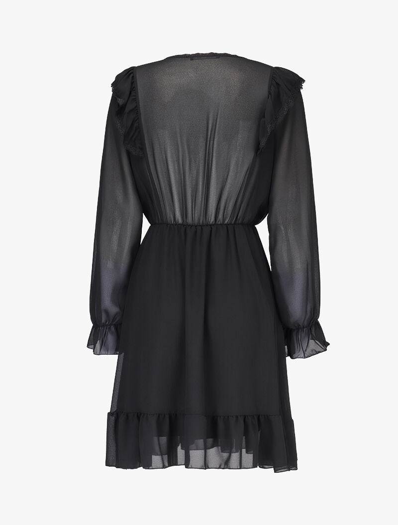 Robe en voile et dentelle - noir - 2