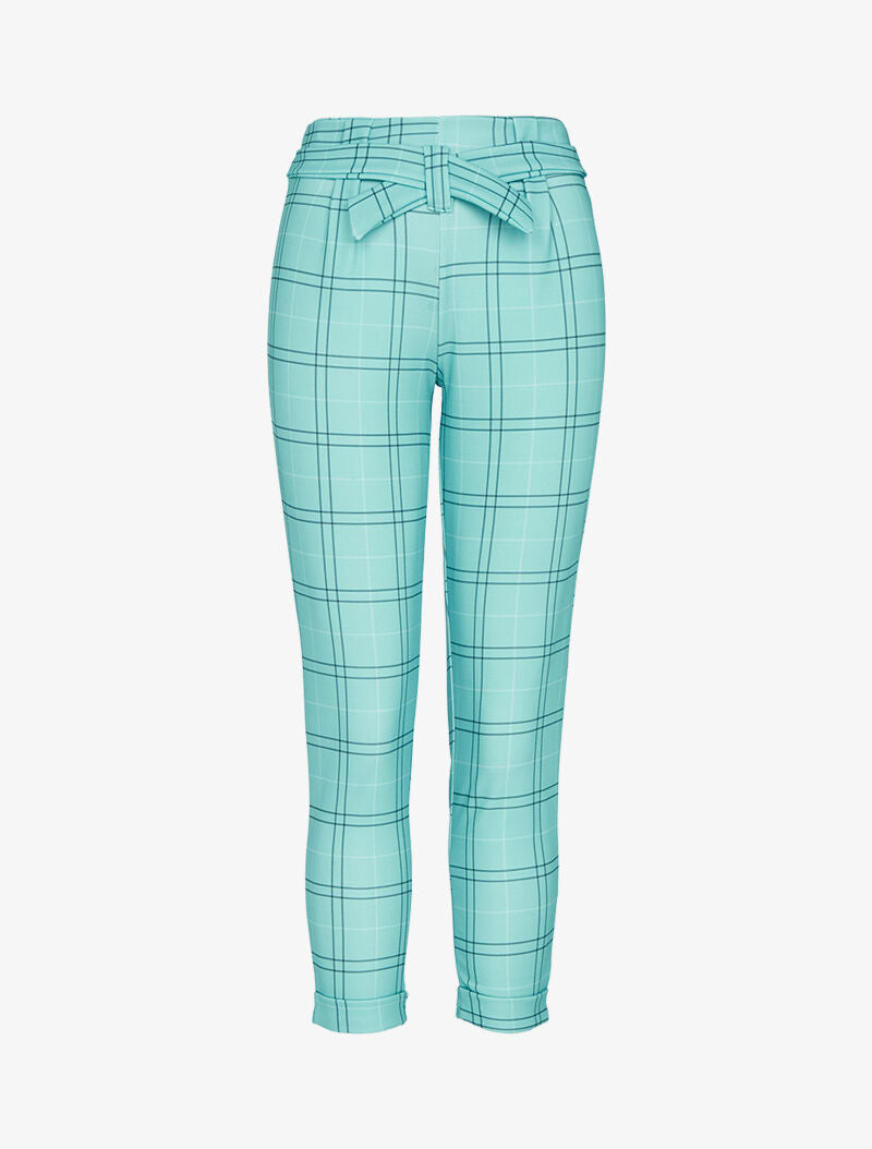 7/8-Hose mit Tartanmuster - Türkis