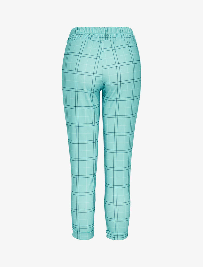 7/8-Hose mit Tartanmuster - Türkis