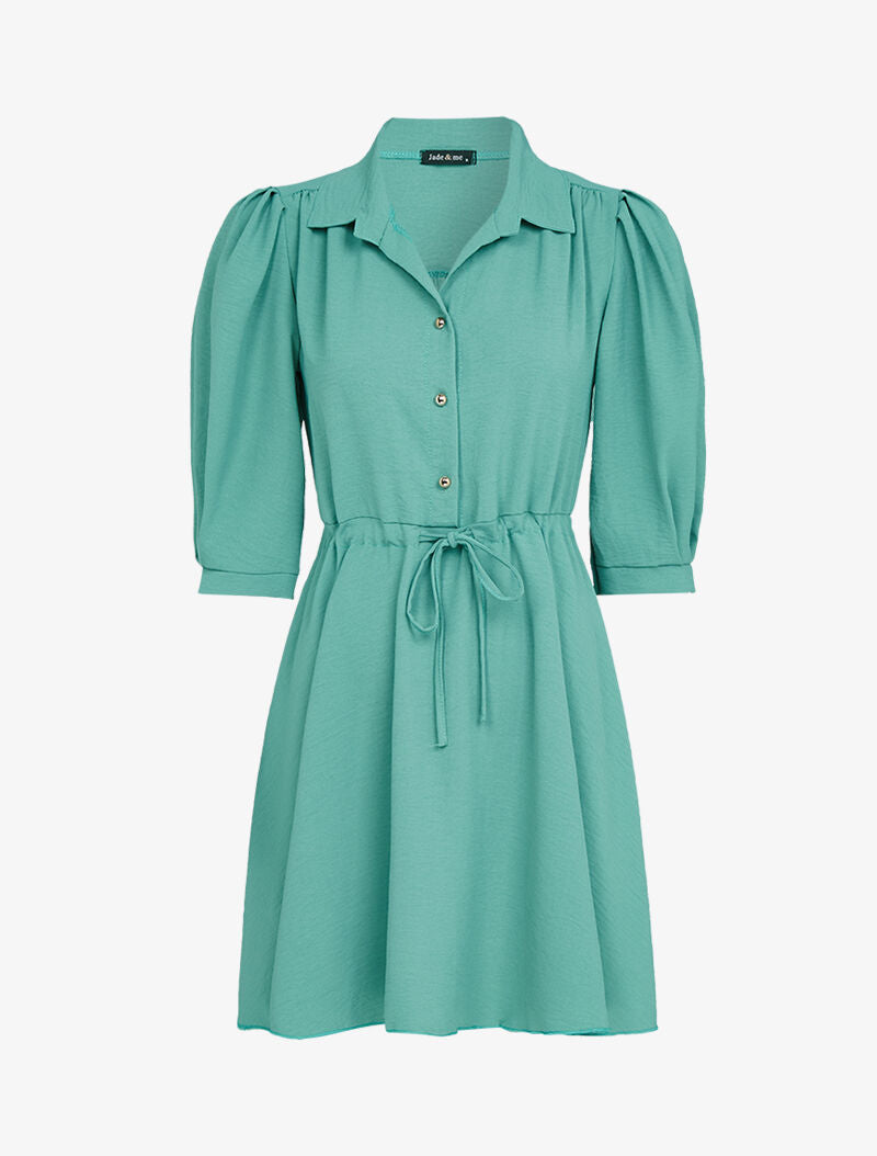 Robe patineuse à boutons contrastants - turquoise - 3