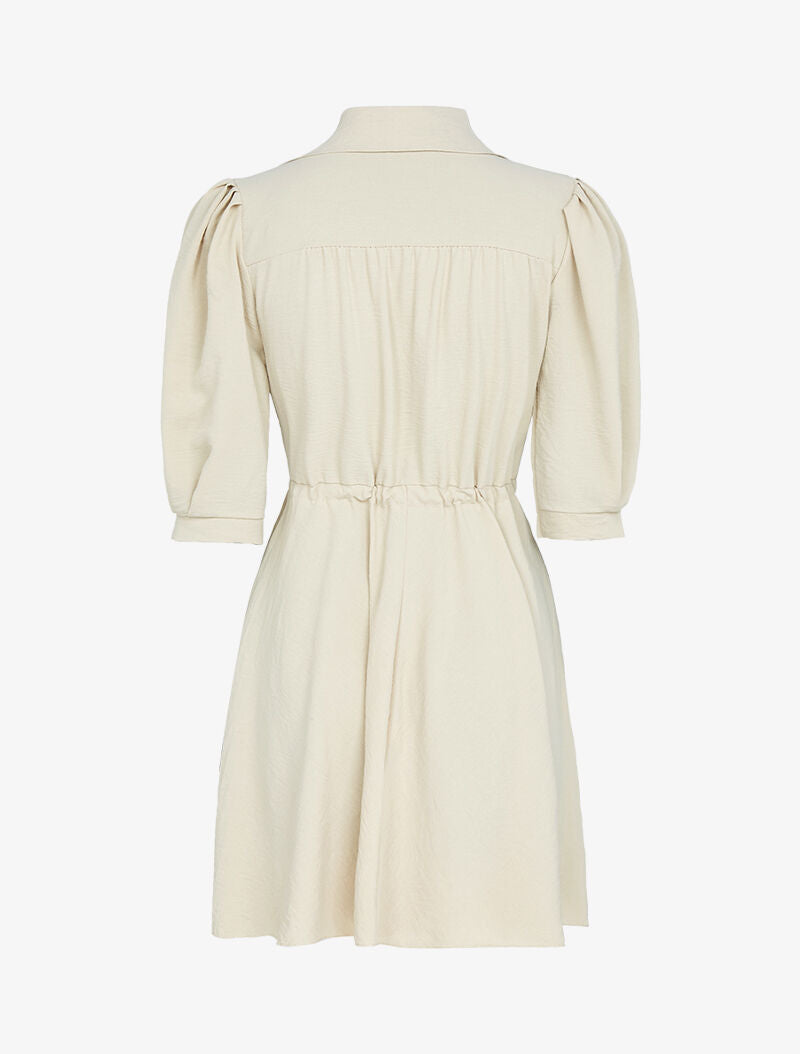 Robe patineuse à boutons contrastants - beige - 2