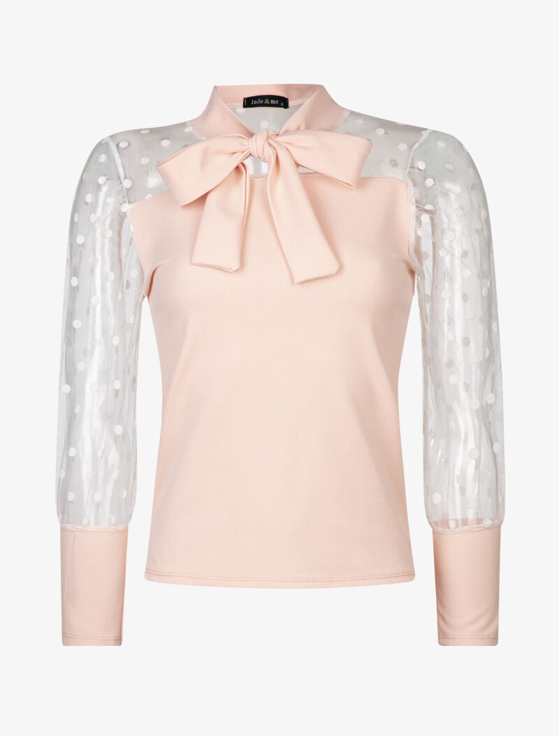 Top à manches en tulle - rose - 1