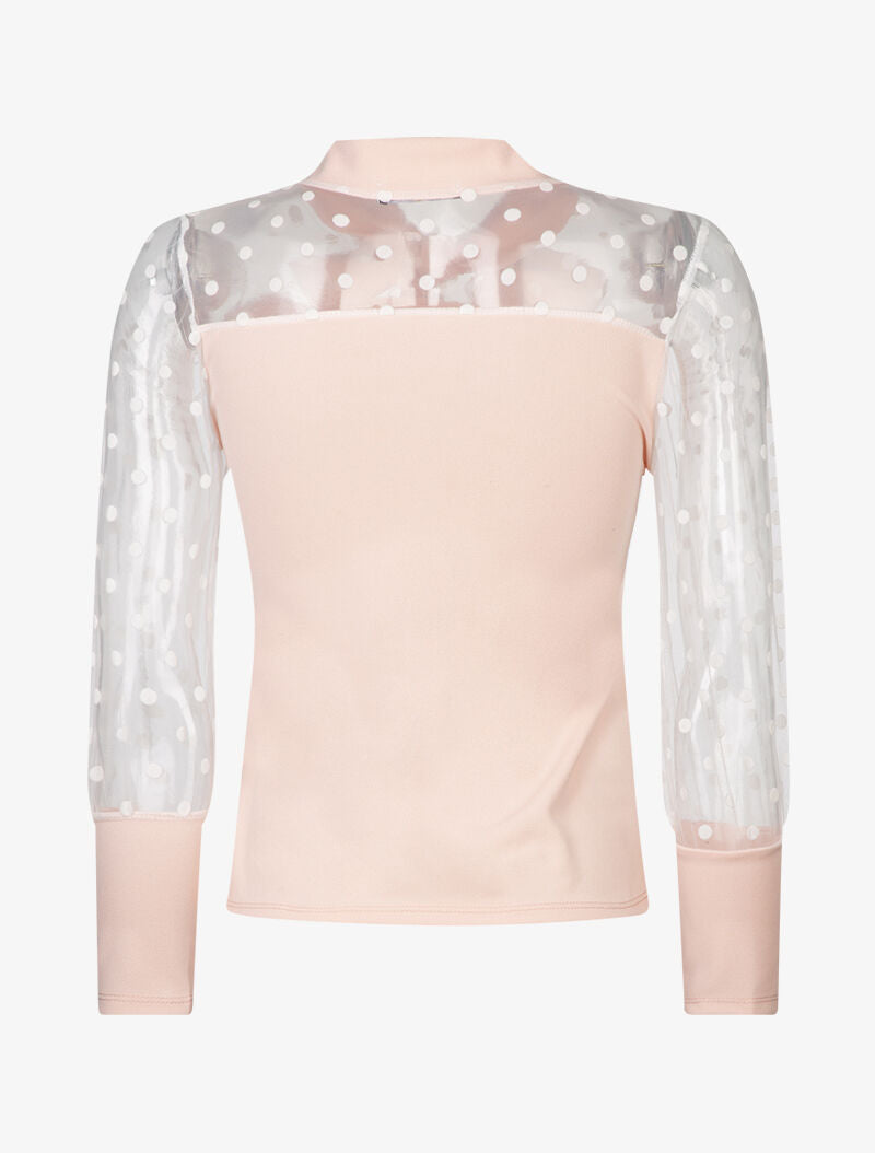 Top à manches en tulle - rose - 2