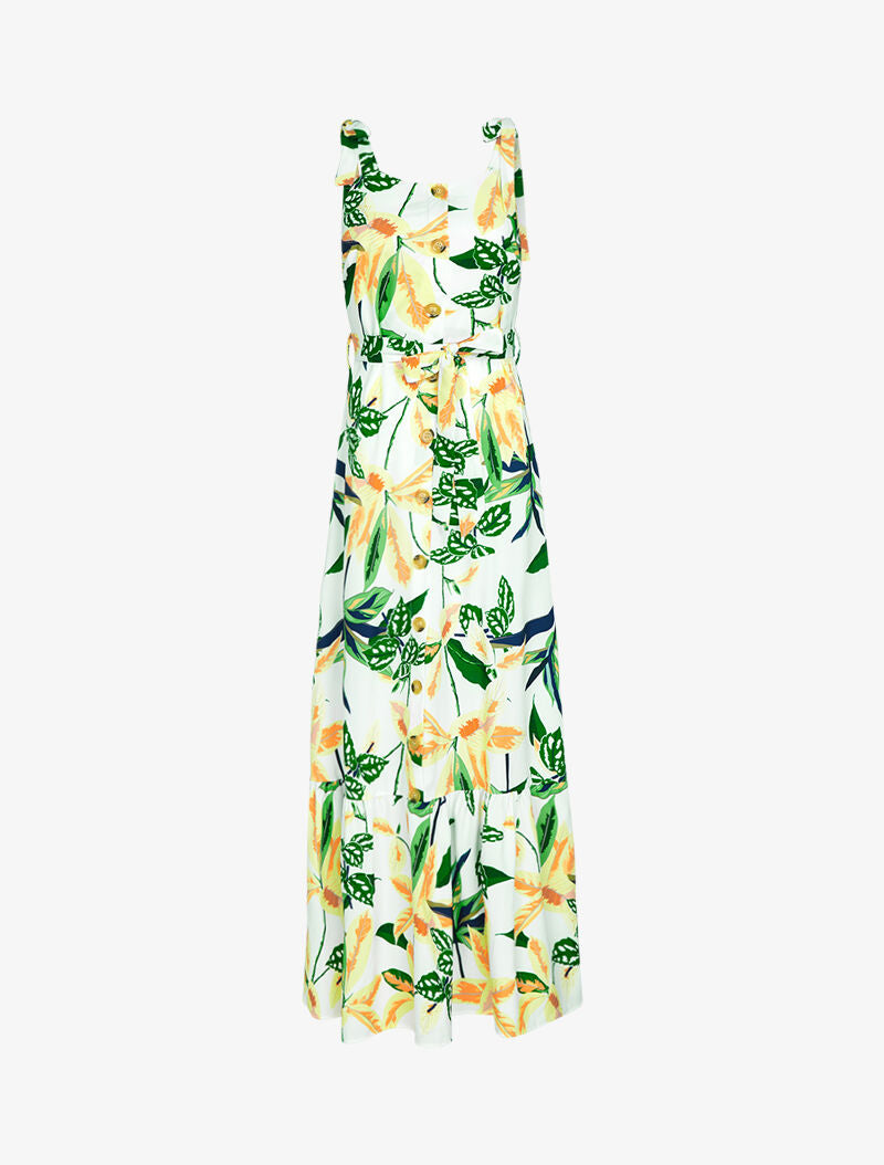 Robe à imprimés et buste boutonné - blanc - 3