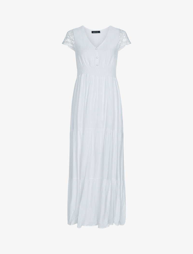 Robe à mancherons brodées - blanc - 1
