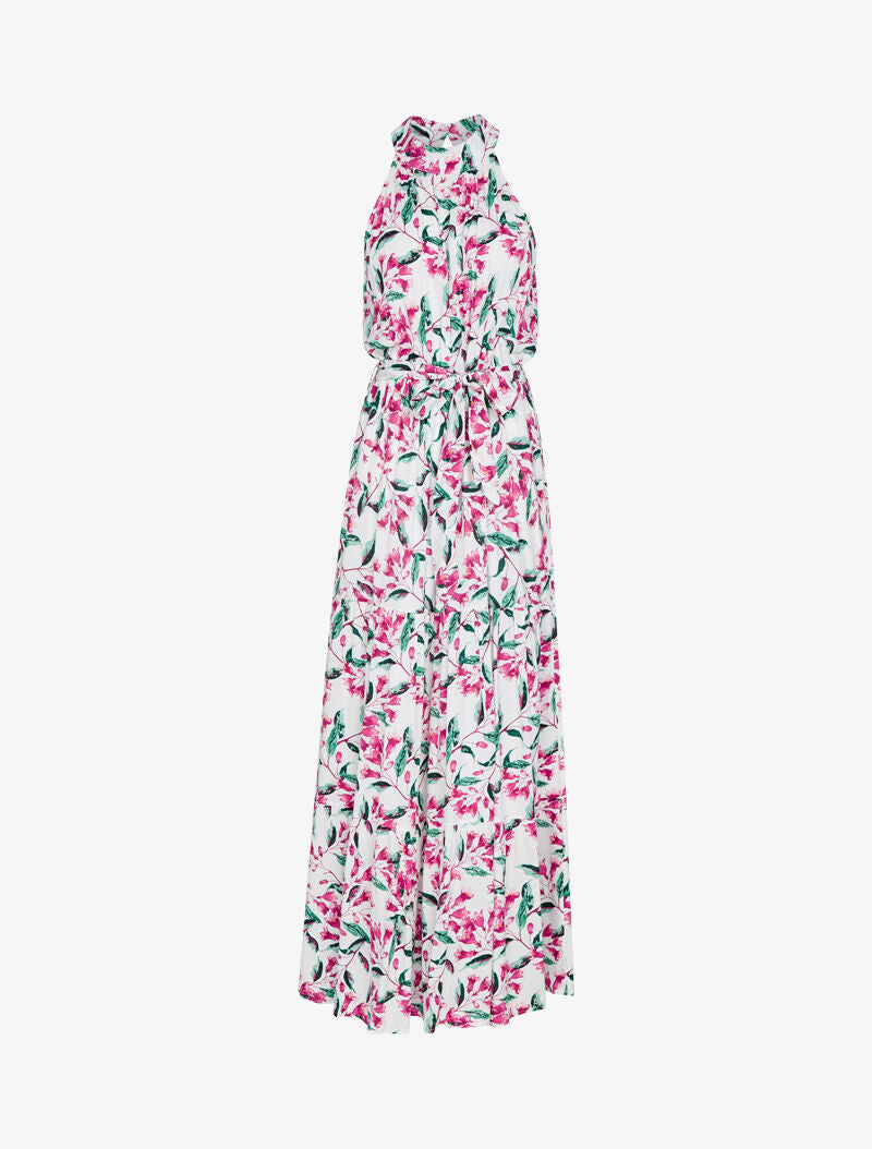 Robe à col americain et imprimé floral - ecru - 3