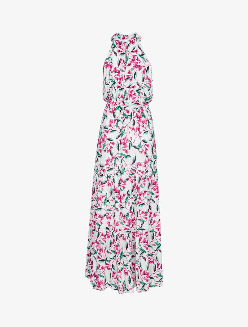Robe à col americain et imprimé floral - ecru - 2