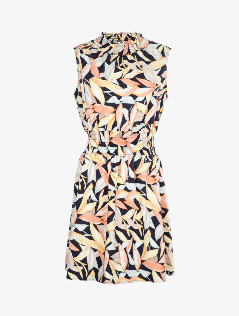 Robe à col montant élastiqué - marine - 2