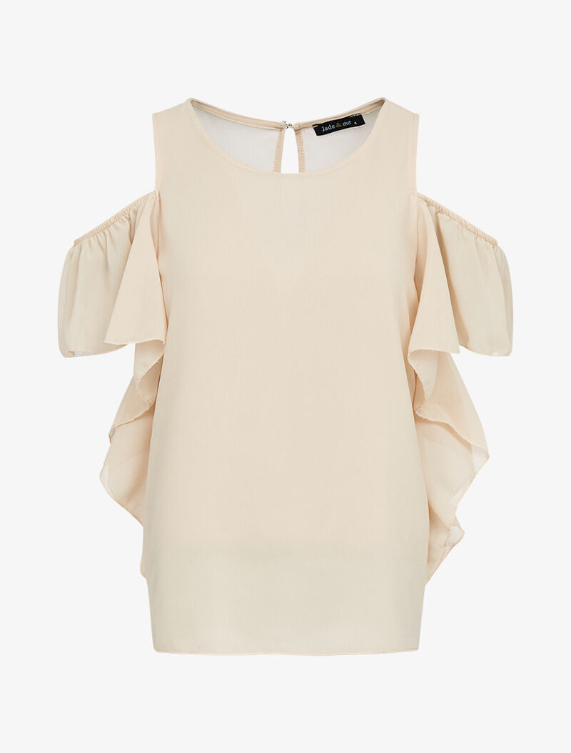 Top en voile à épaules dénudées - beige - 2