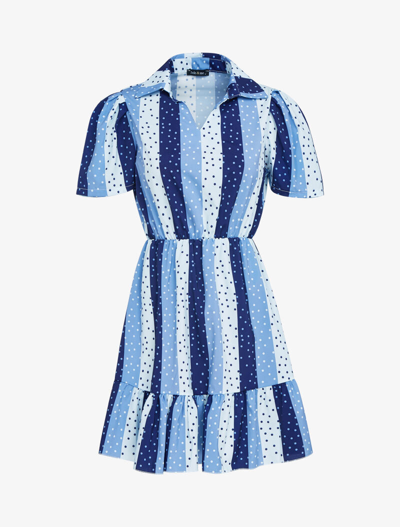 Robe patineuse à imprimés - bleu - 3