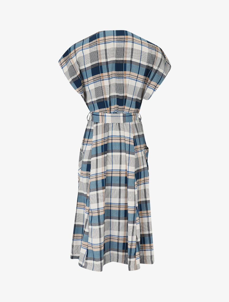 Robe chemise fluide à imprimé tartan - bleu charrette - 2