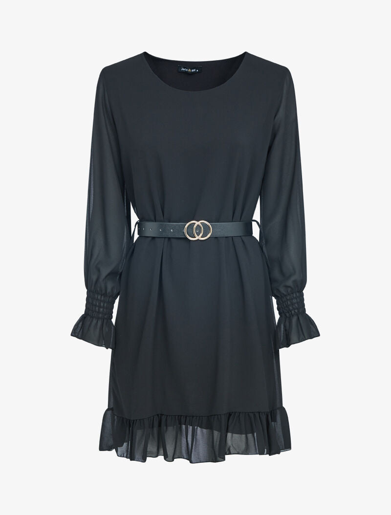 Robe en voile à bords volantés - noir - 3