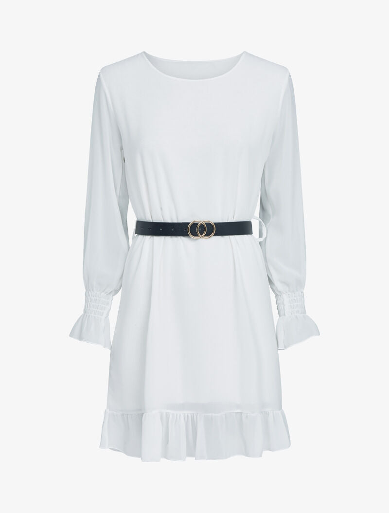 Robe en voile à bords volantés - blanc - 1