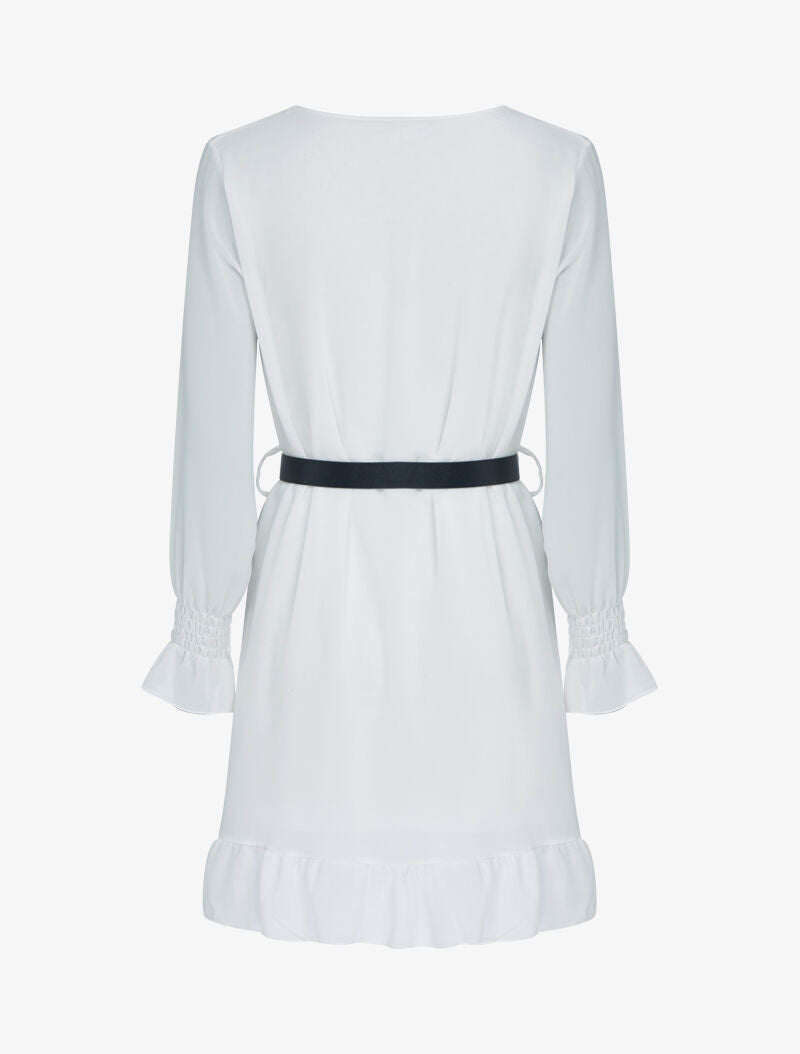 Robe en voile à bords volantés - blanc - 2