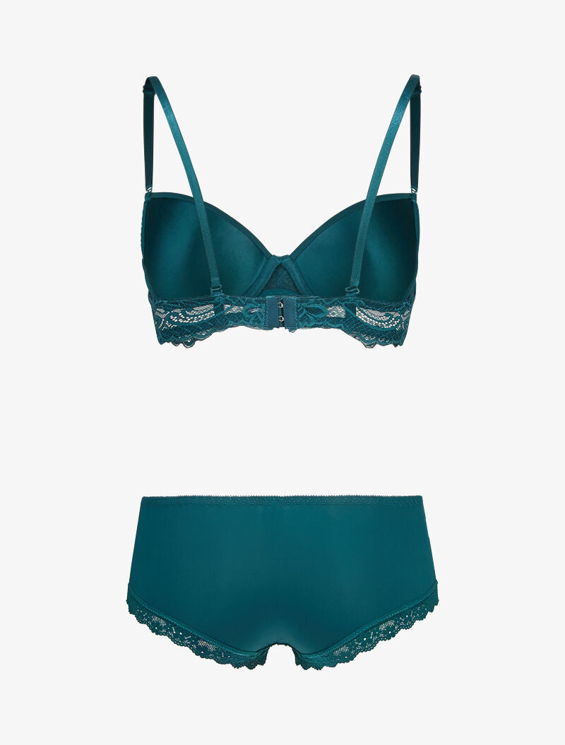 Ensembles en dentelle à shorty ajouré - bleu canard - 2