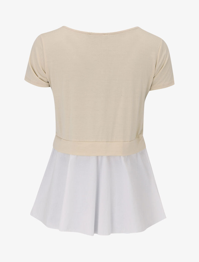 Top floqué à effet superposé - beige - 2