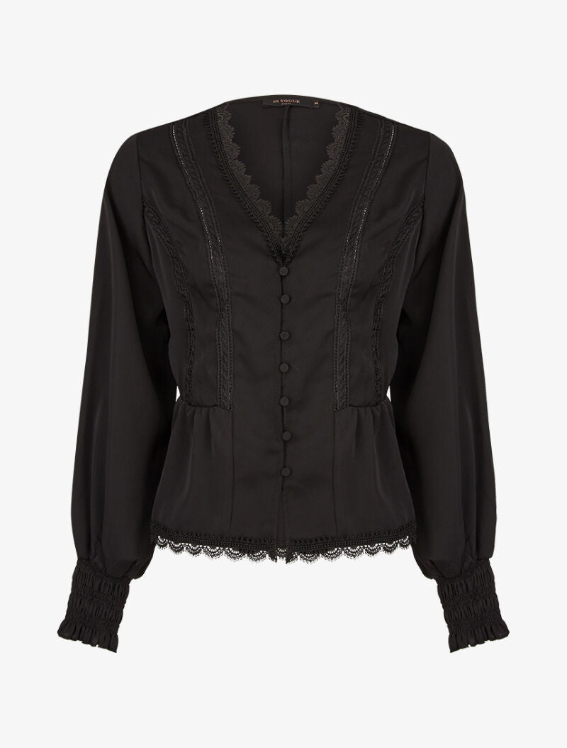 Top fluide à détails crochet - noir - 3