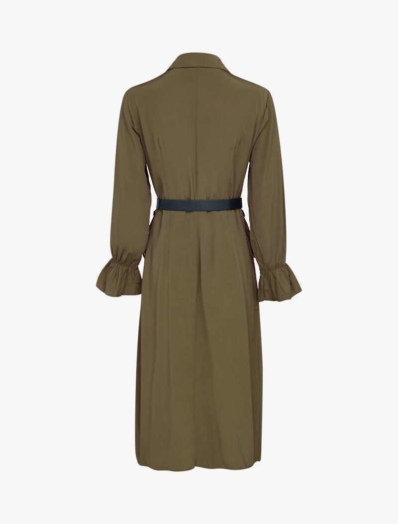 Robe chemise à ceinture simili - kaki - 3